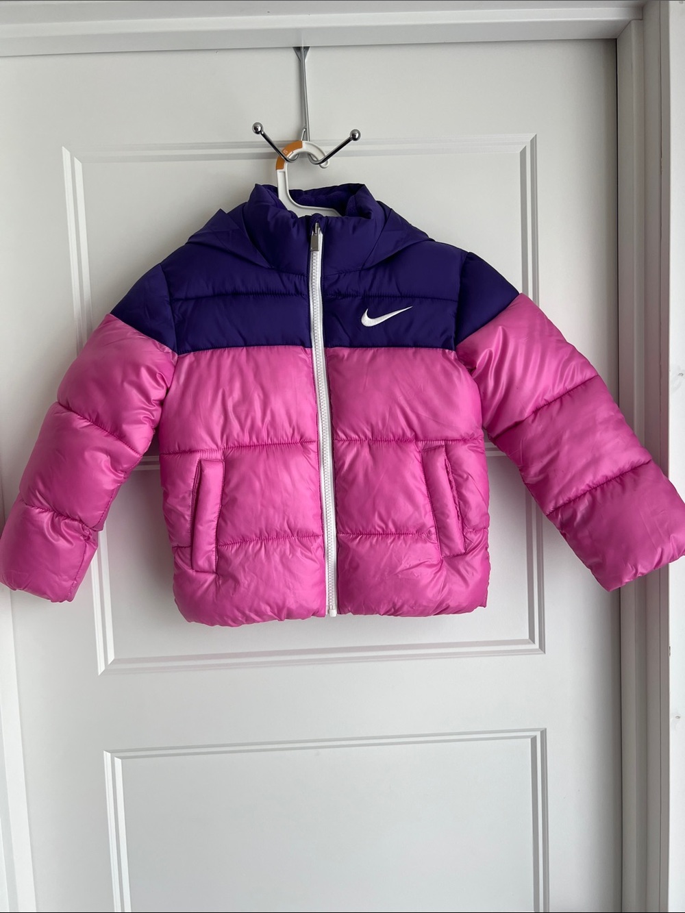 Nike Pink and Purple Girls' Puffer Jacket with Hood
